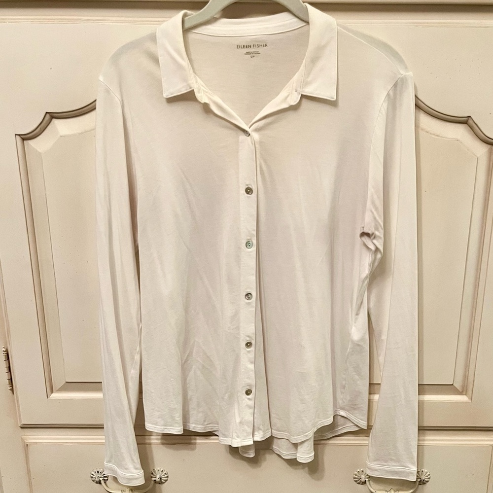 Eileen Fisher White Button-Down Shirt